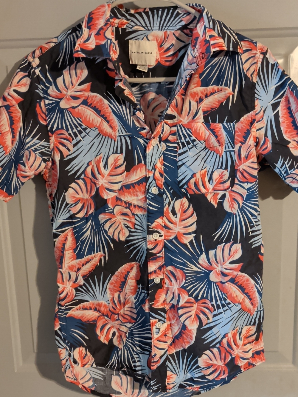 American Eagle Pink Light Blue And Blue Vestal Shirt